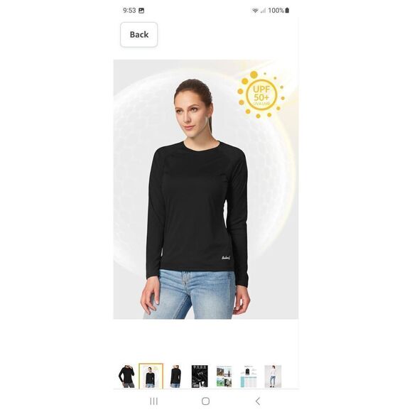 New Medium Baleaf Black Long Sleeve UPF50 RashGuard Lightweight Active Shirt NWT - Picture 2 of 8